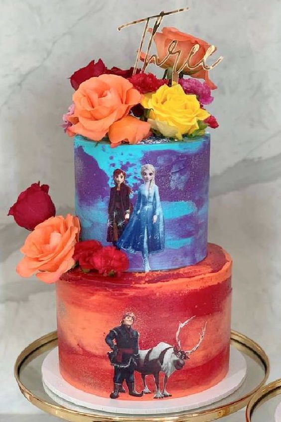 Frozen 2 Tiered Birthday Cake