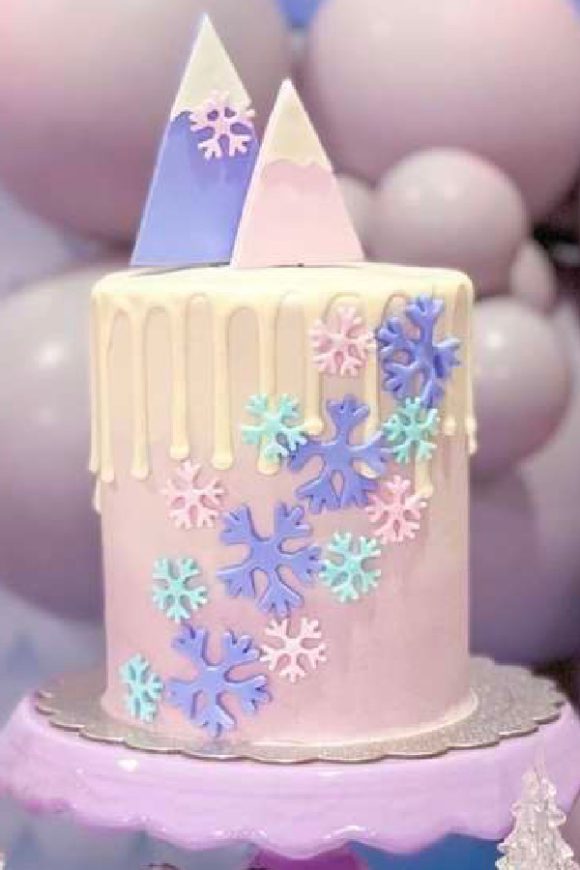 Pink and Purple Frozen Birthday Cake