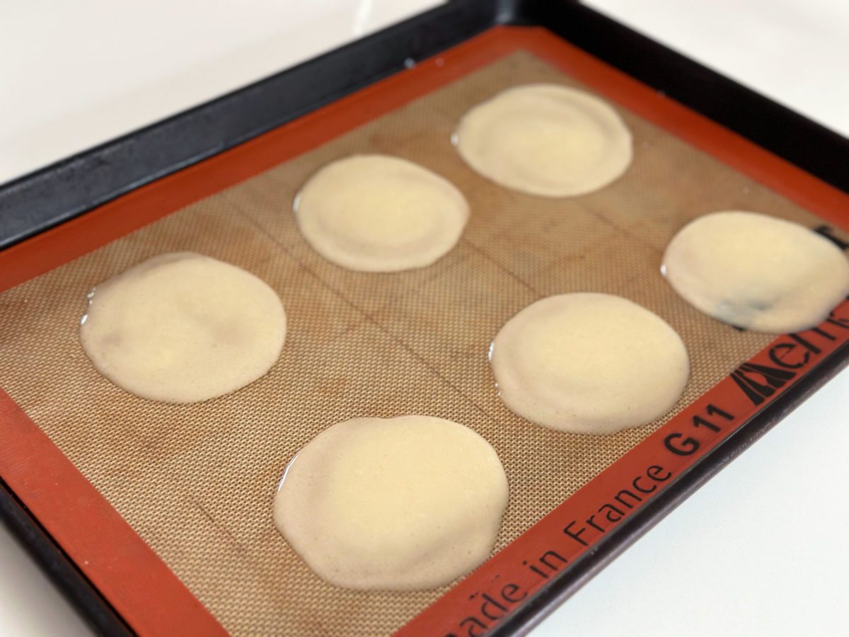 Fortune Cookie Batter on a Baking Sheet