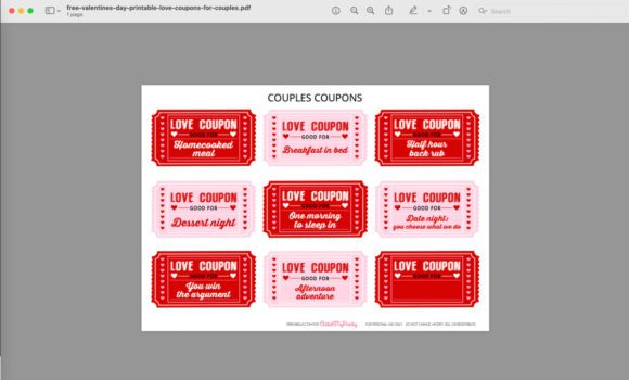 Free Printable Valentine's Day Love Coupons for Couples - Step 1
