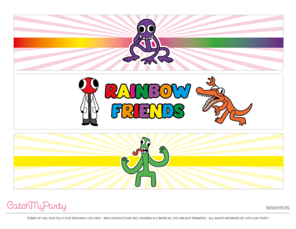 Free Rainbow Friends Party Printables -Wrappers
