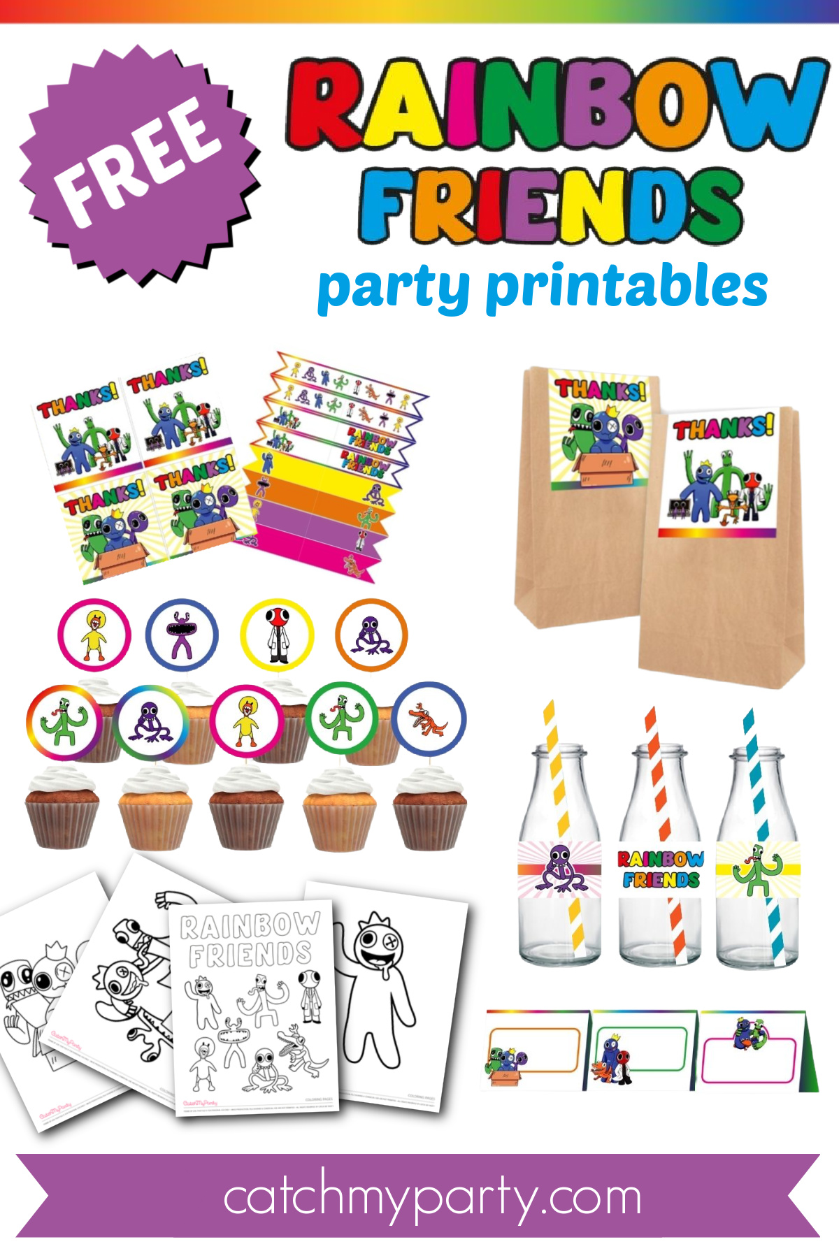 Free Rainbow Friends Party Printables!