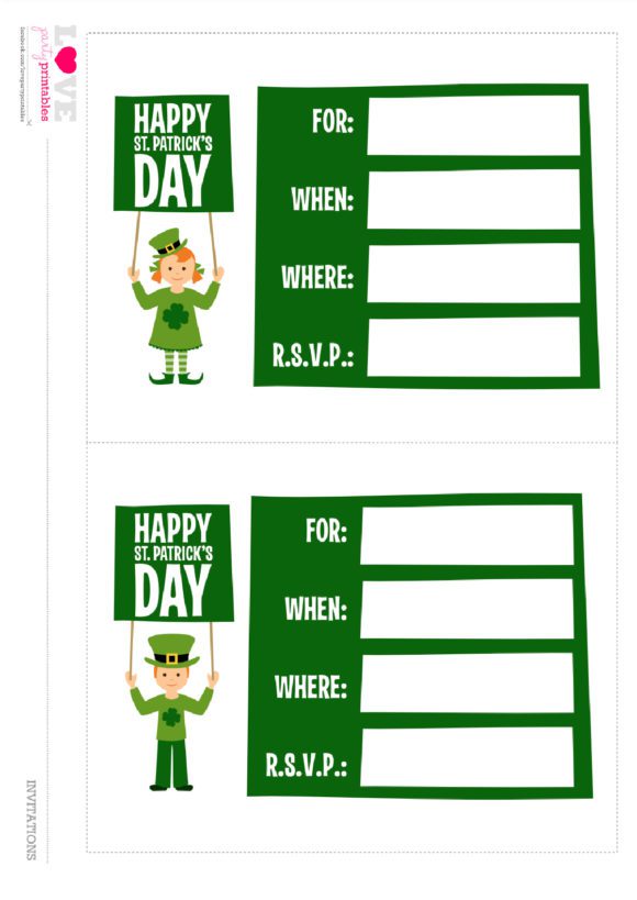 FREE St. Patrick's Day Party Printables for Kids - Invitations