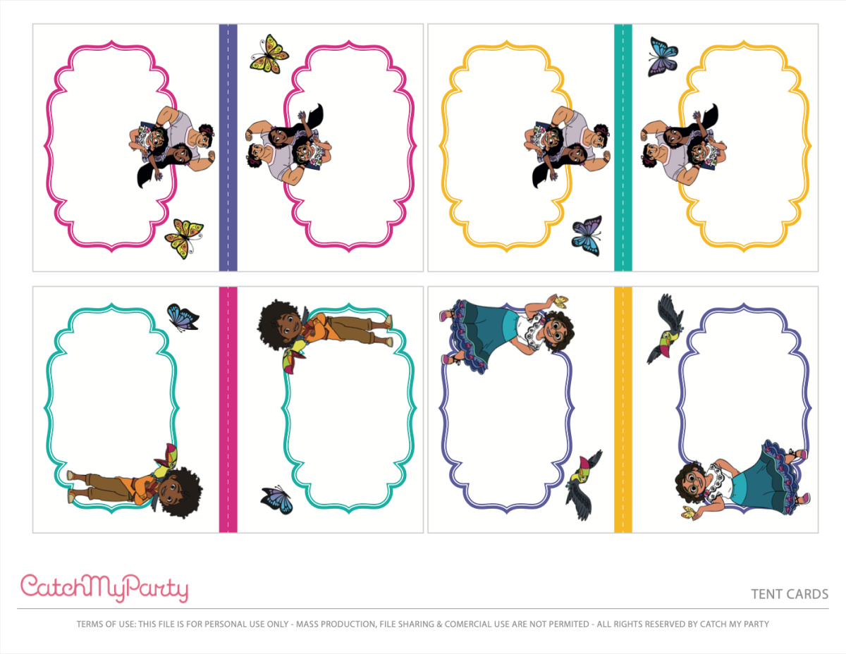 Free Encanto Party Printables - Tented Cards