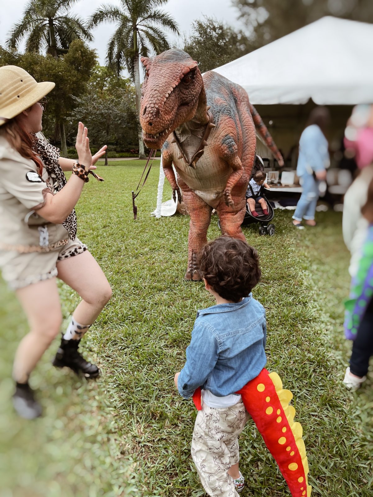 Perfect entertainment for your dinosaur birthday party. A real life dinosaur!