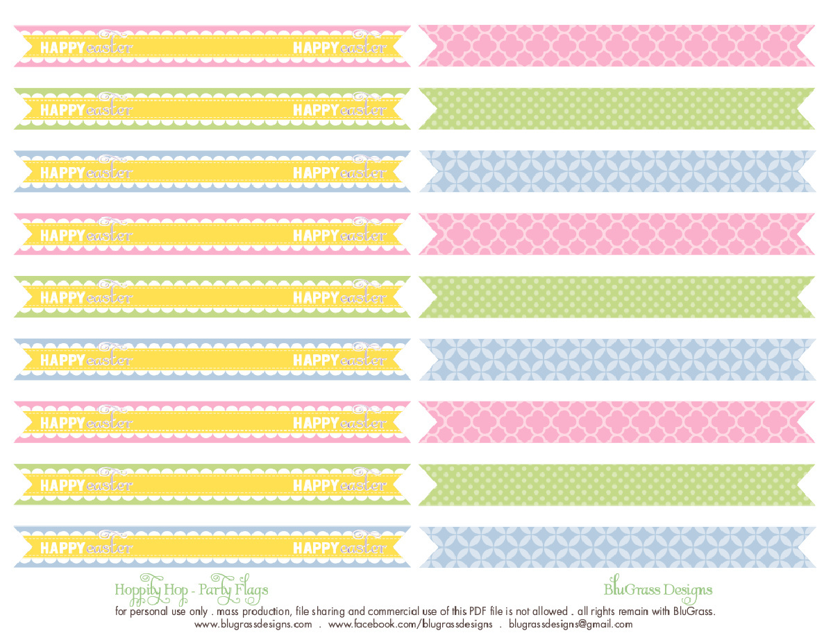FREE Hoppity Hop Easter Party Printables - Straw Flags