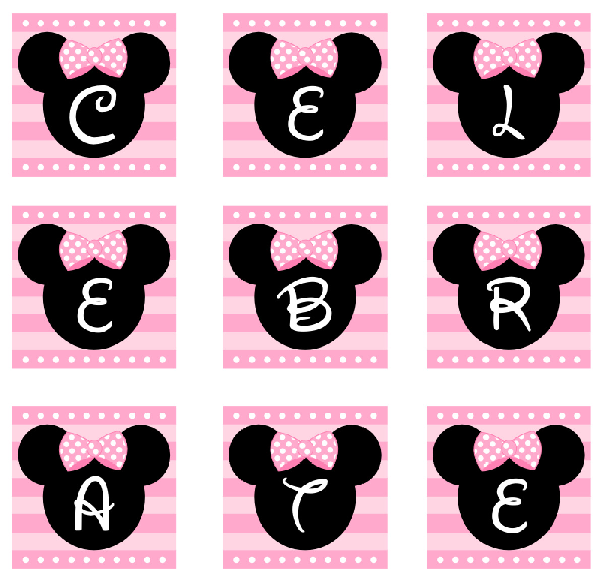 FREE PINK Minnie Mouse Celebrate Banner