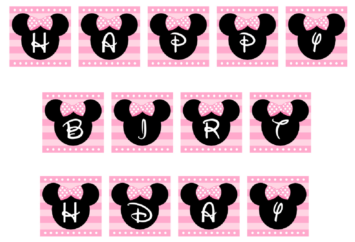 FREE PINK Minnie Mouse Happy Birthday Banner