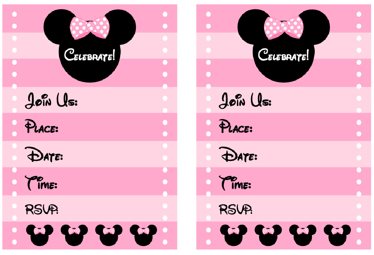 FREE PINK Minnie Mouse Birthday Party Printable Invitations 