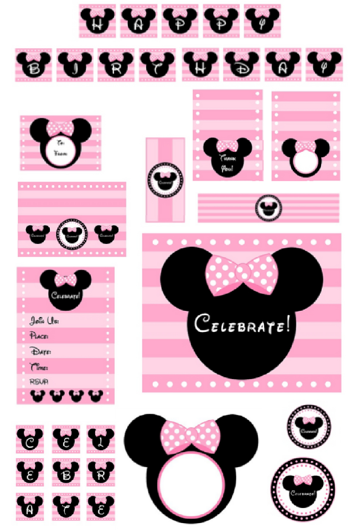 Download These Free Pink Minnie Mouse Party Printables!