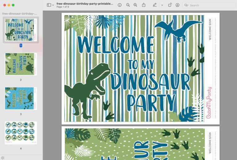Download These Free Dinosaur Birthday Party Printables NOW! - The Catch ...