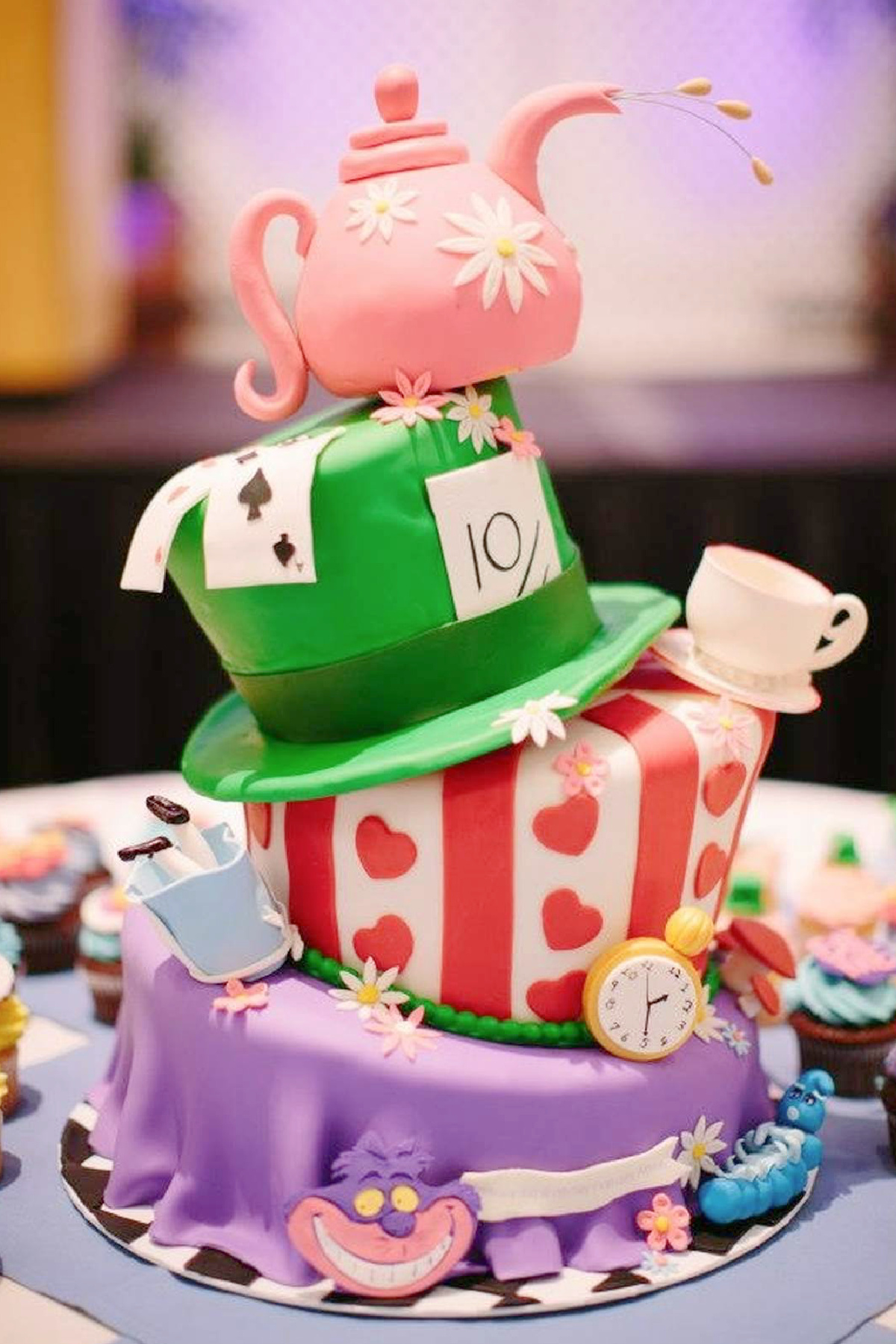Alice in Wonderland 1st Birthday Cake for Girls