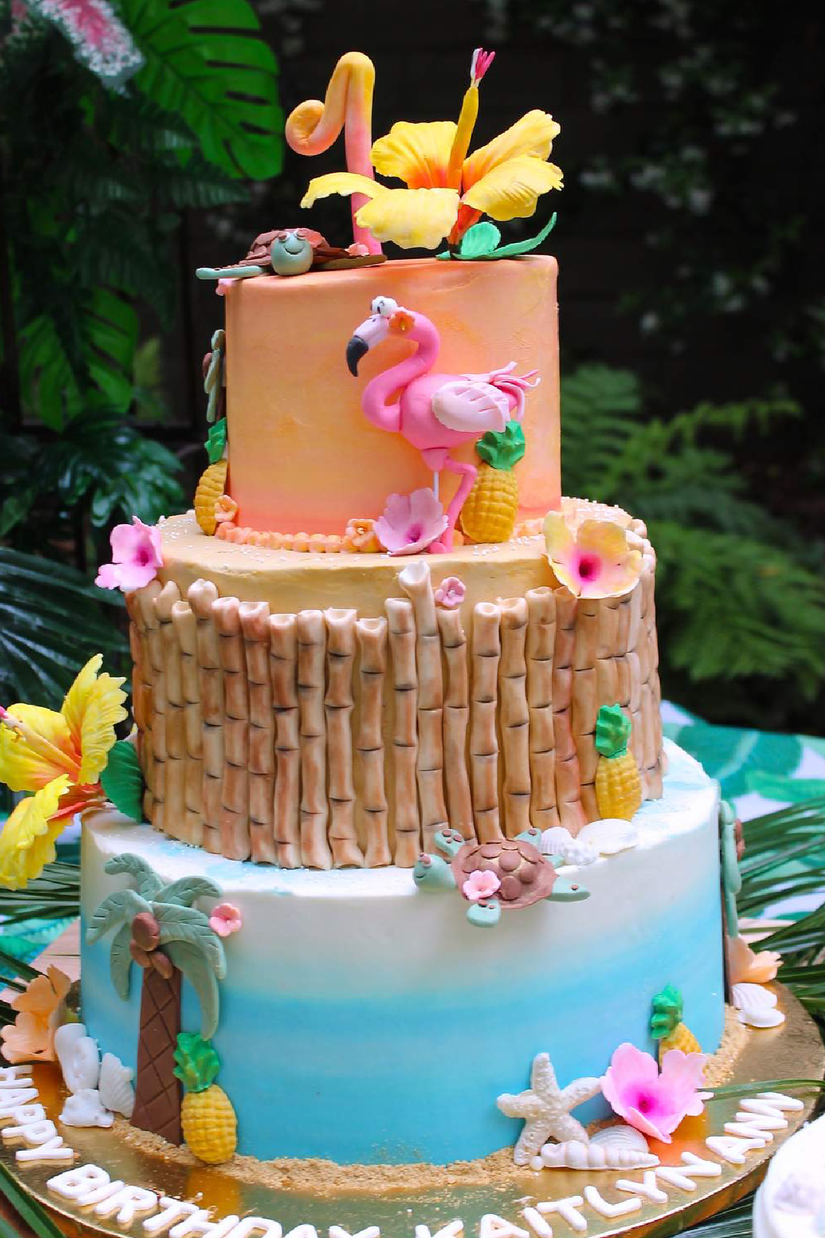 Luau 1st Birthday Cake for Baby Girl Luau 1st Birthday Cake for Baby Girl