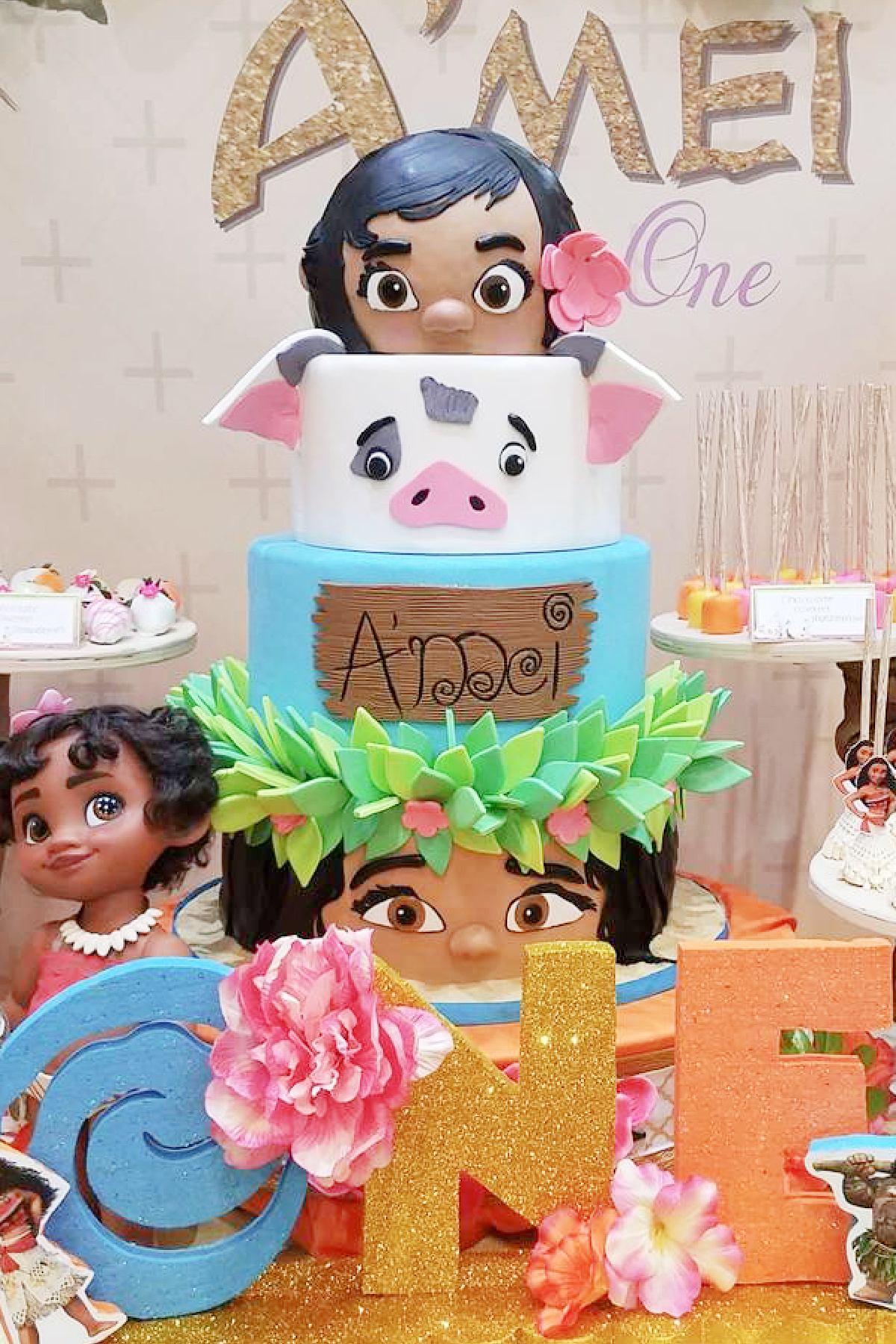 Moana 1st Birthday Cake for Baby Girl Moana 1st Birthday Cake for Baby Girl