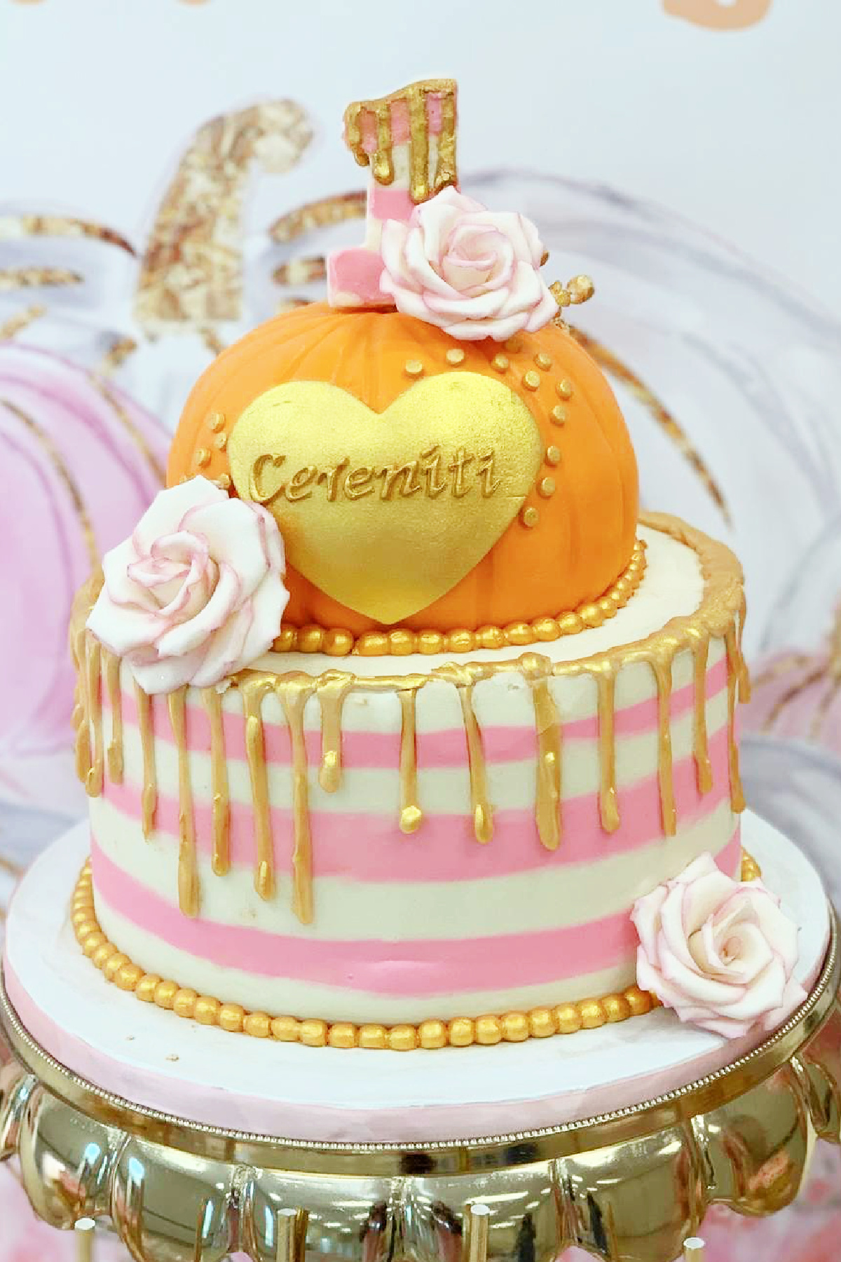 Pumpkin 1st Birthday Cake for Girls Pumpkin 1st Birthday Cake for Girls