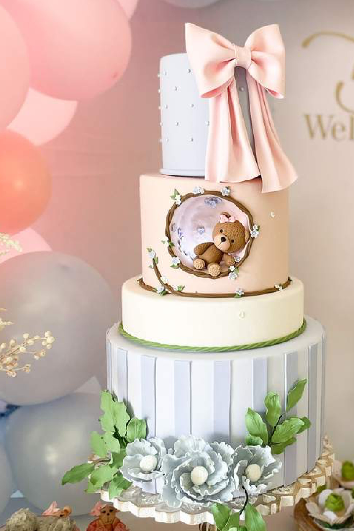 Teddy Bear 1st Birthday Cake for Baby Girl Teddy Bear 1st Birthday Cake for Baby Girl