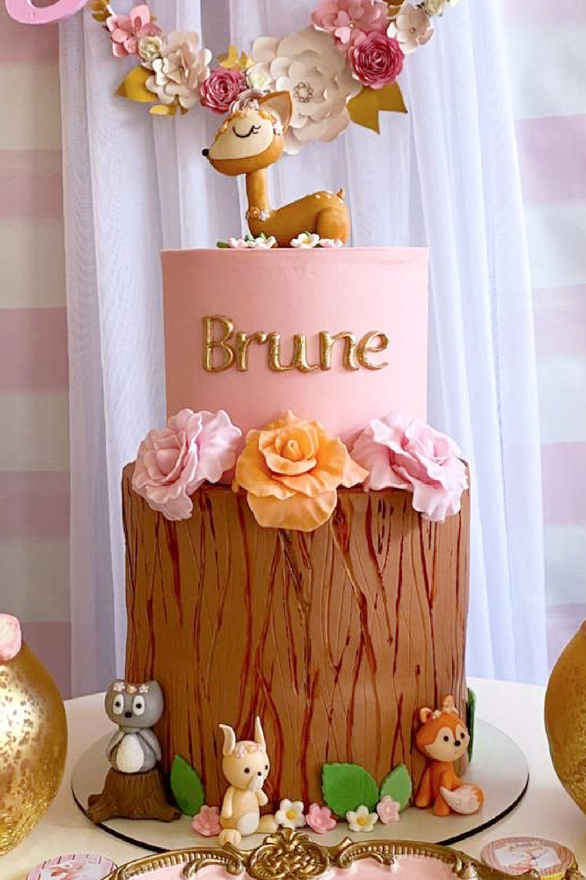 Woodland 1st Birthday Cake for Girls Woodland 1st Birthday Cake for Girls