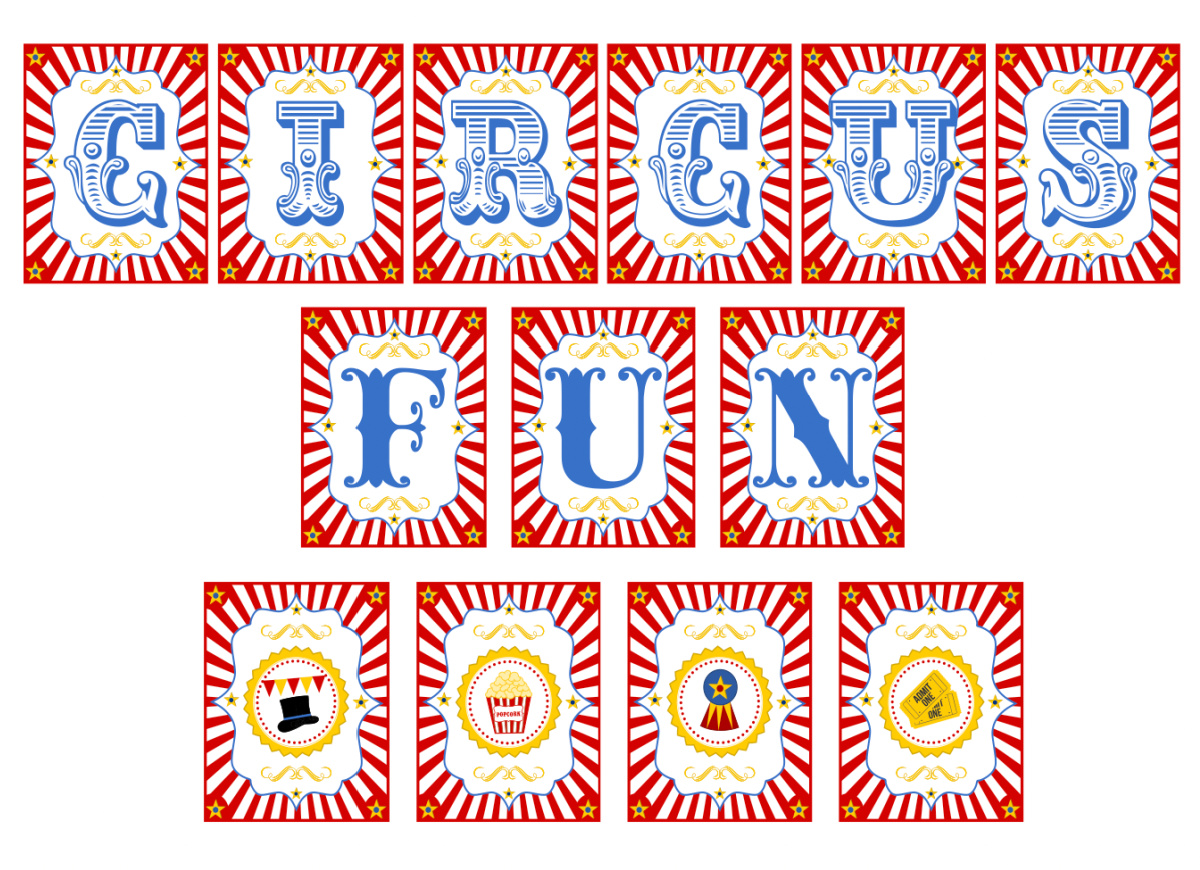 Download These FREE Circus Printables for a Fun Party - 'Circus Fun' Banner