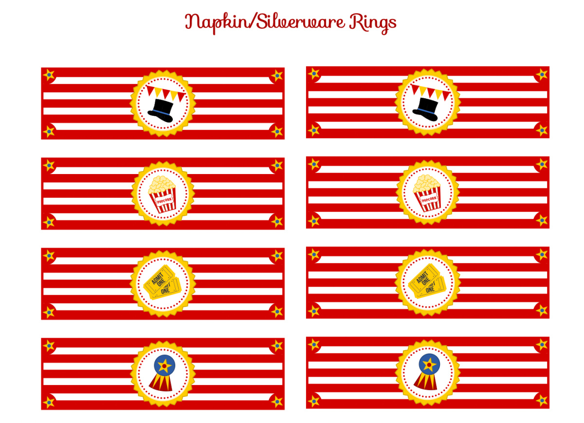 Download These FREE Circus Printables for a Fun Party - Circus Napkin Rings