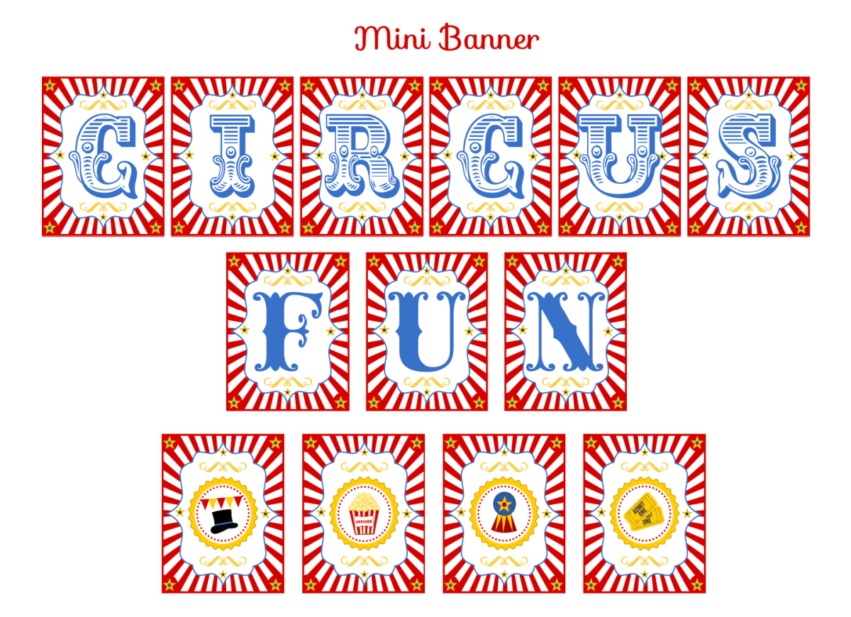 Download These FREE Circus Printables for a Fun Party - Mini Circus Banner