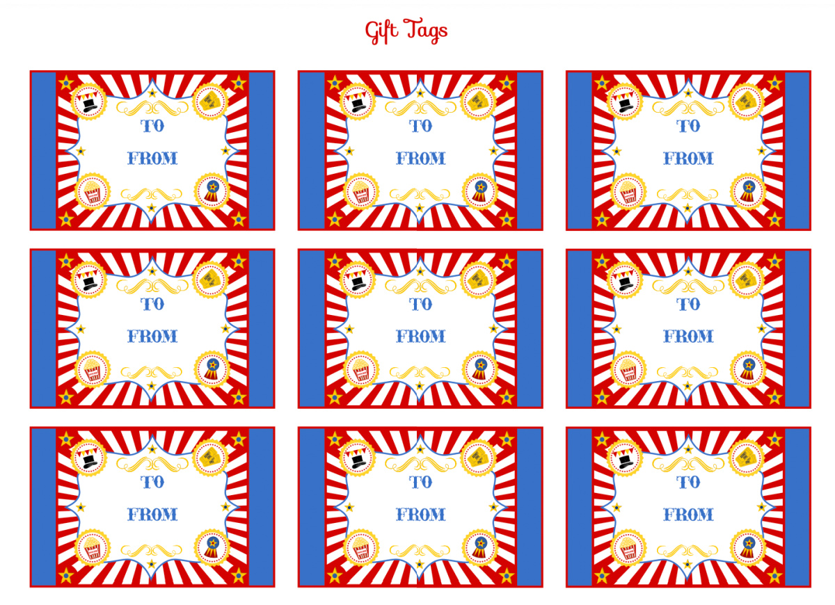 Download These FREE Circus Printables for a Fun Party - Circus Gift Tags