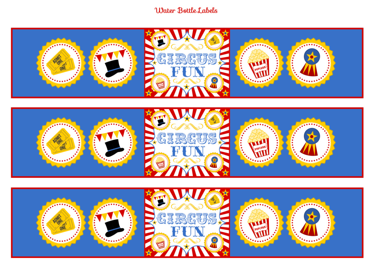 Download These FREE Circus Printables for a Fun Party - Circus Water Bottle Labels