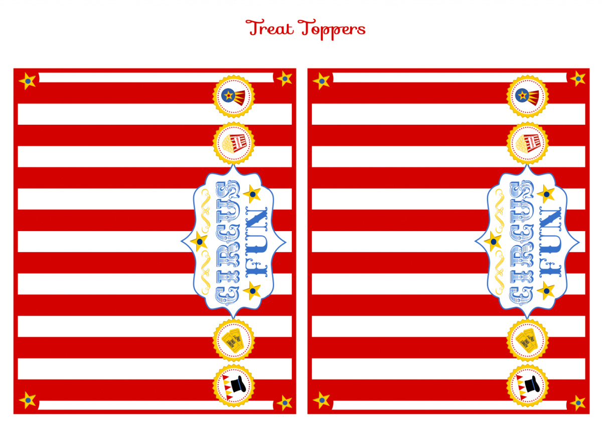 Download These FREE Circus Printables for a Fun Party - Circus Treat Toppers