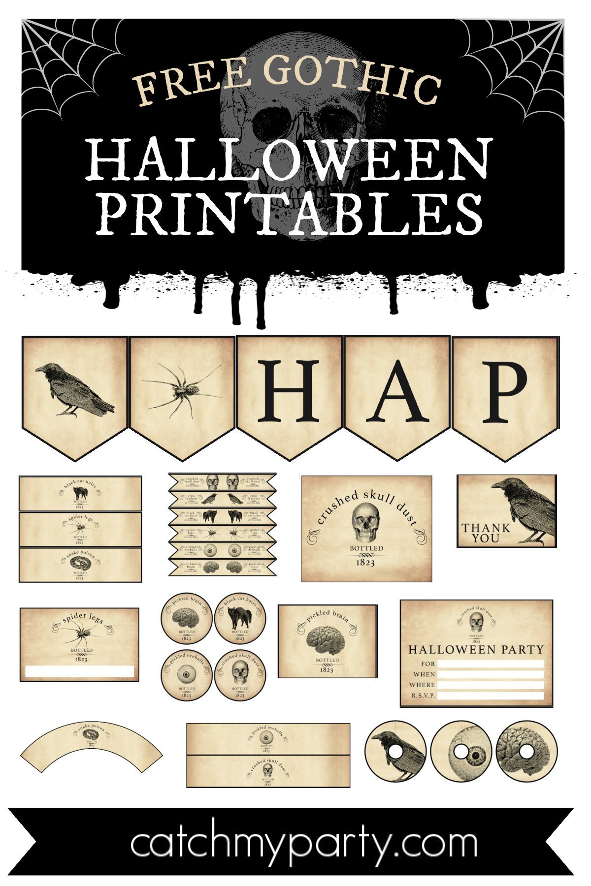 Download the Best FREE Gothic Halloween Party Printables!