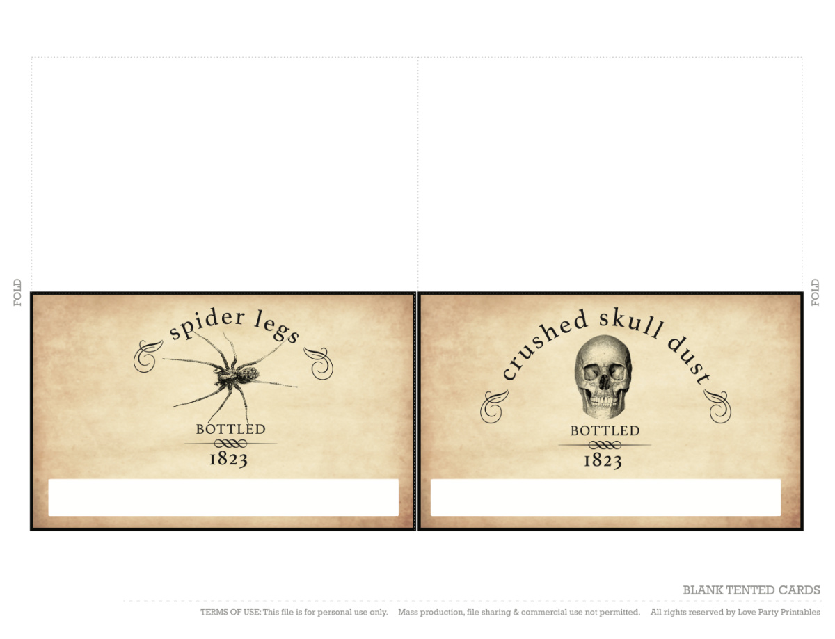 Download the Best FREE Gothic Halloween Party Printables - Blank Tented Cards