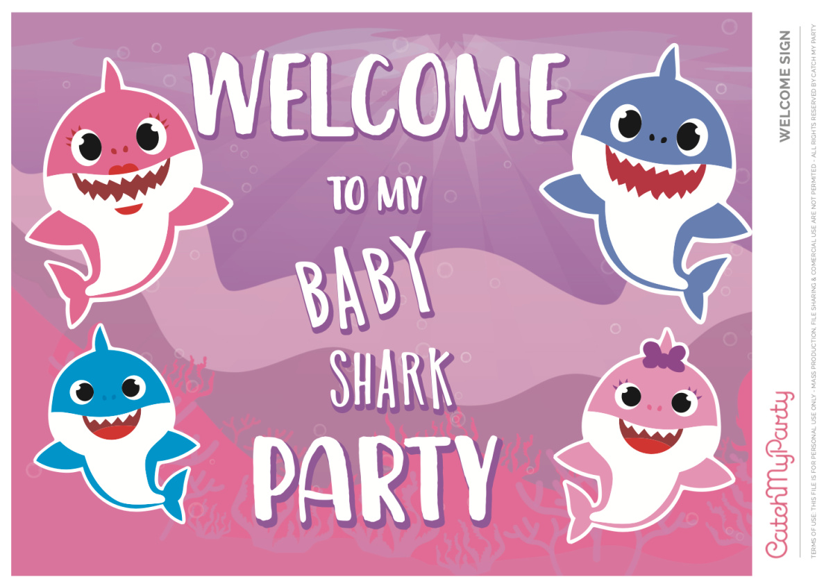 Free Baby Shark Party Printables - Welcome Posters