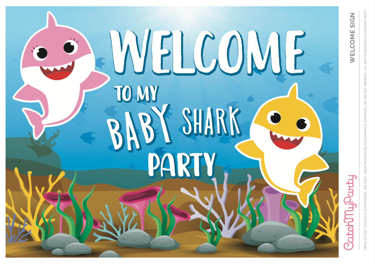 Free Baby Shark Party Printables - Welcome Posters