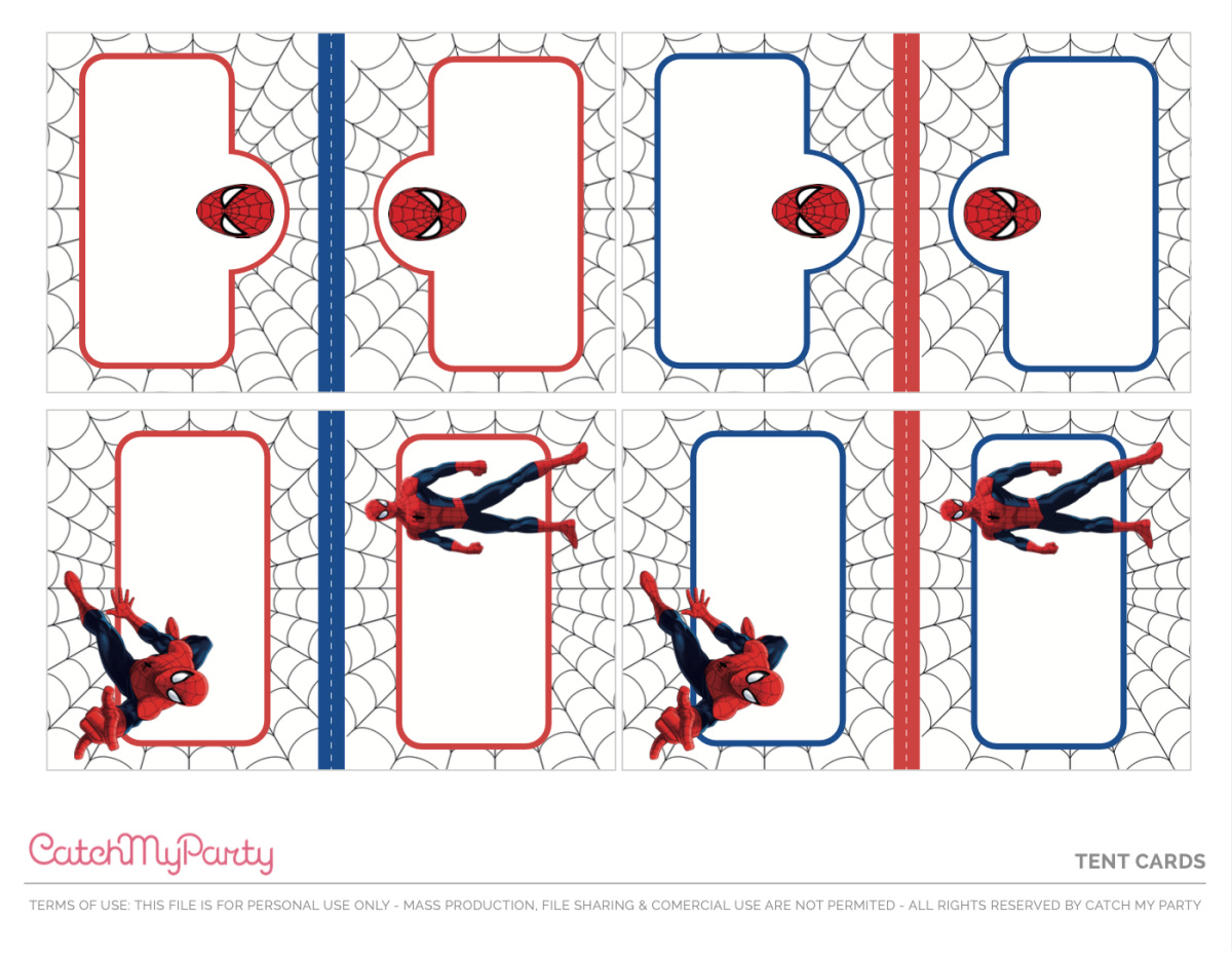 Download Free Spiderman Party Printables - Spiderman Blank Tented Cards
