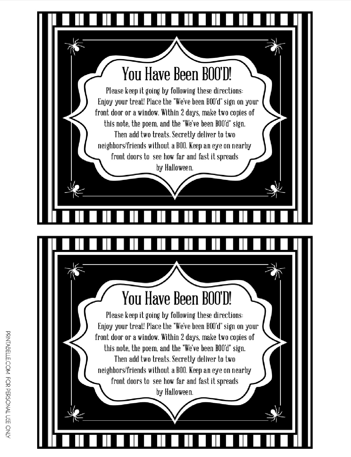 "You've Been BOOed" Halloween Explanation Cards