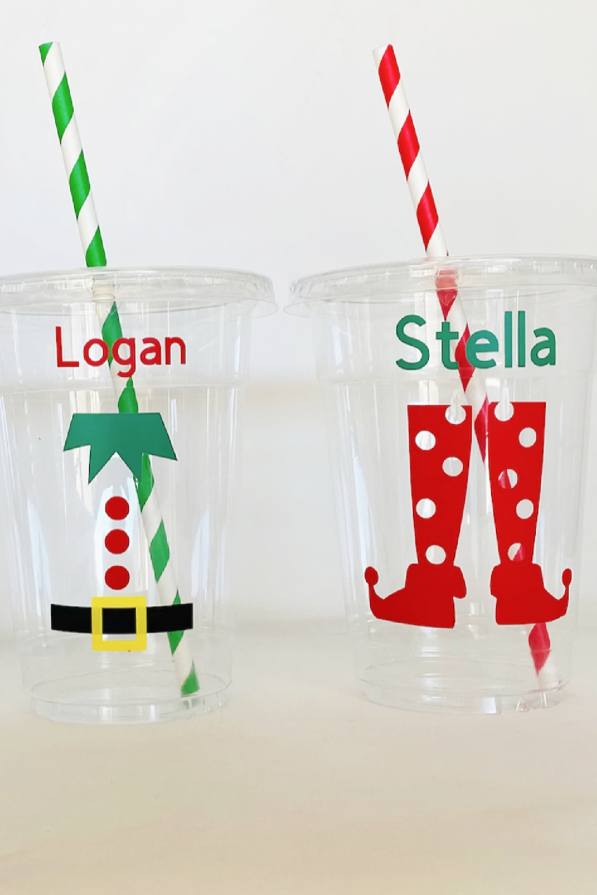 Personalized Elf Party Cups with Straws