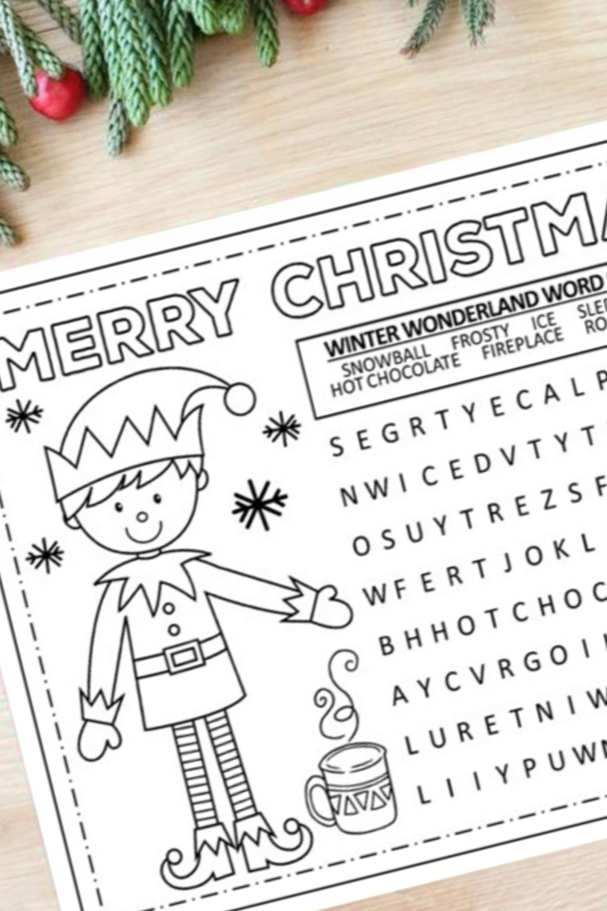 Printable Elf Activity Placemat