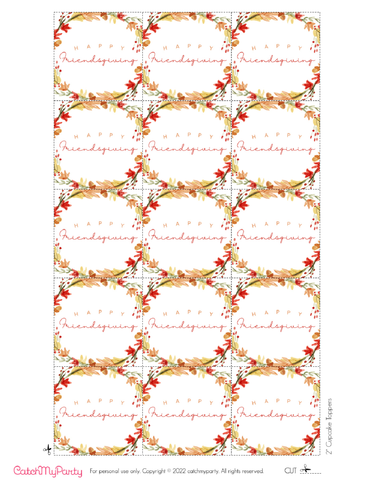 Download these FREE Friendsgiving Printables - Friendsgiving Cupcake Toppers