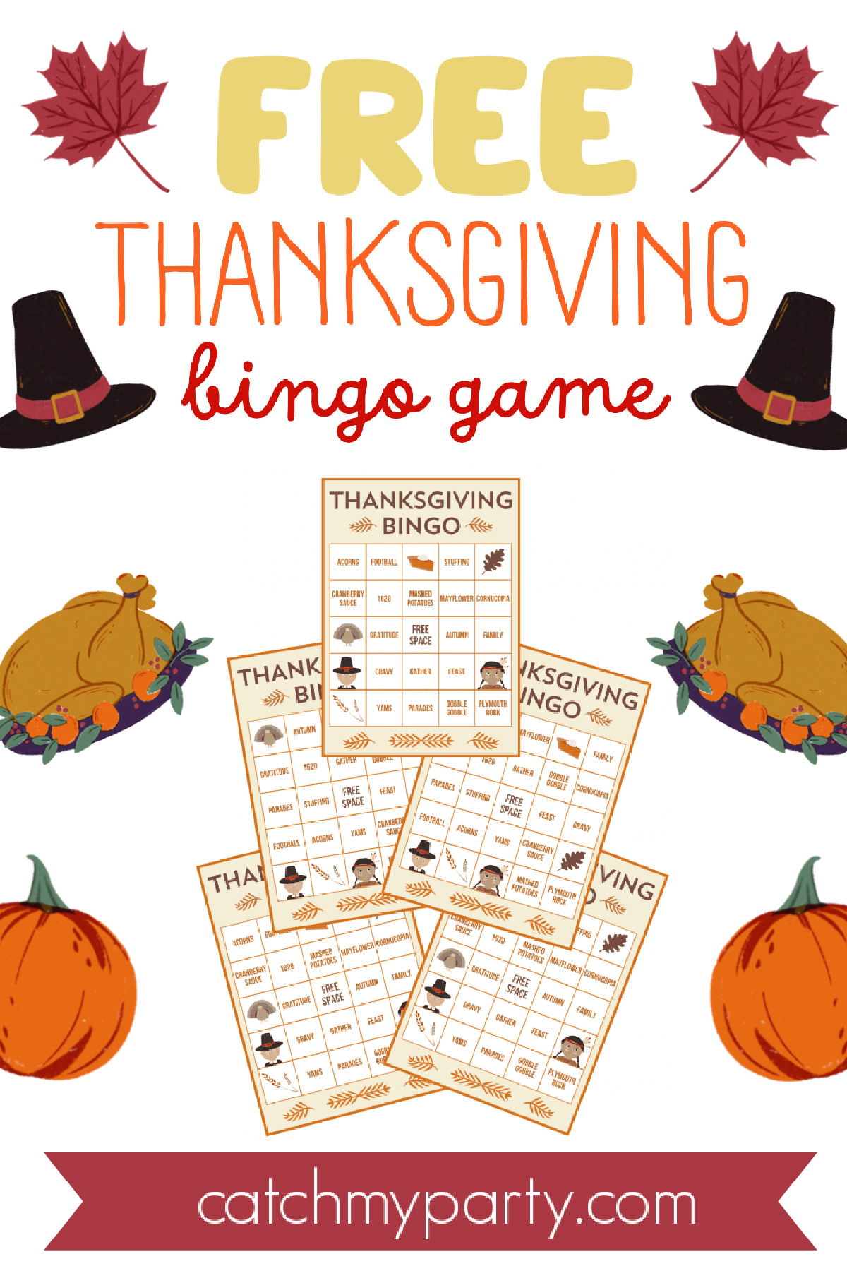 FREE Printable Thanksgiving Bingo Game (10 Cards)🦃