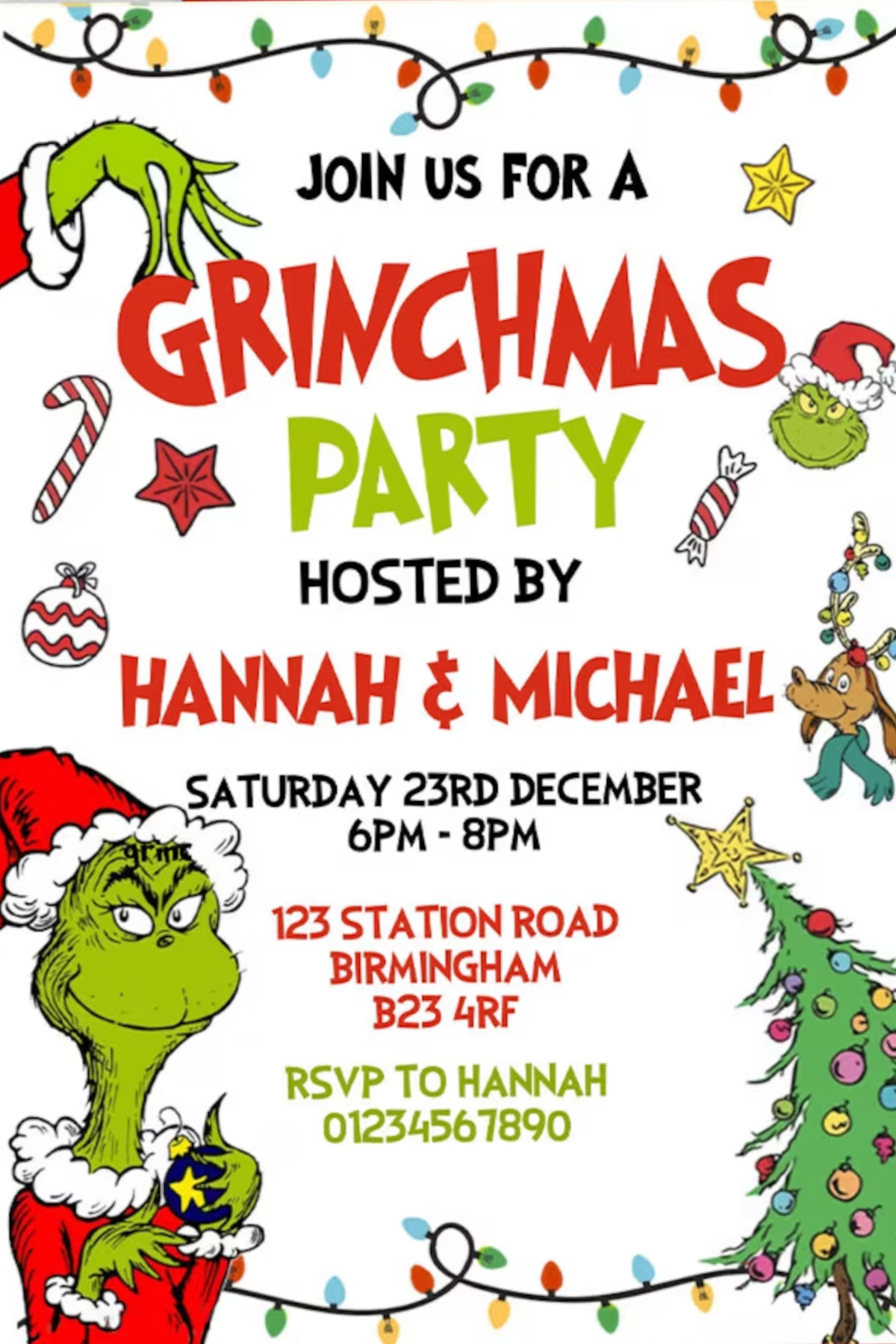 Printable Grinch Christmas Party Invitation Printable Grinch Christmas Party Invitation