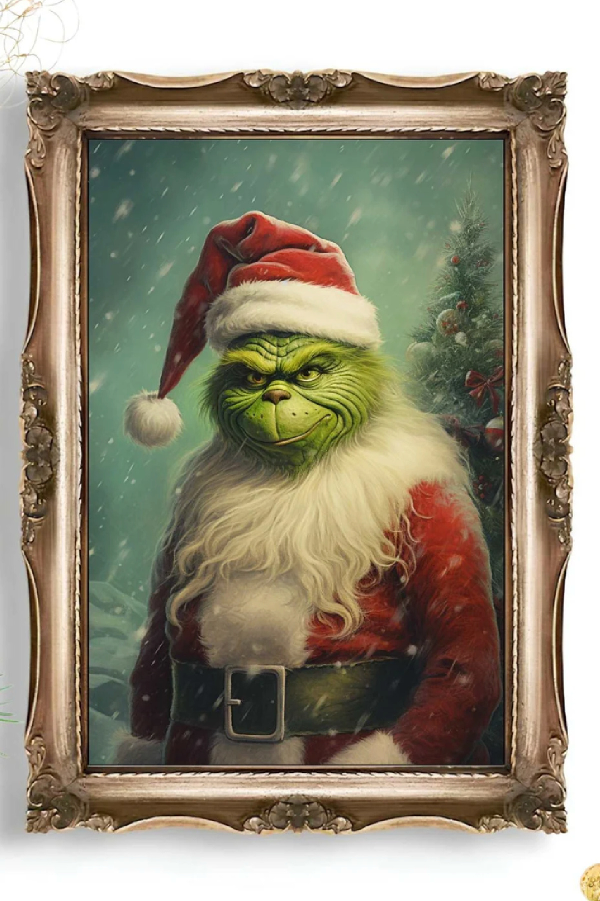 Vintage Grinch Portrait for Christmas Party Décor Vintage Grinch Portrait for Christmas Party Décor