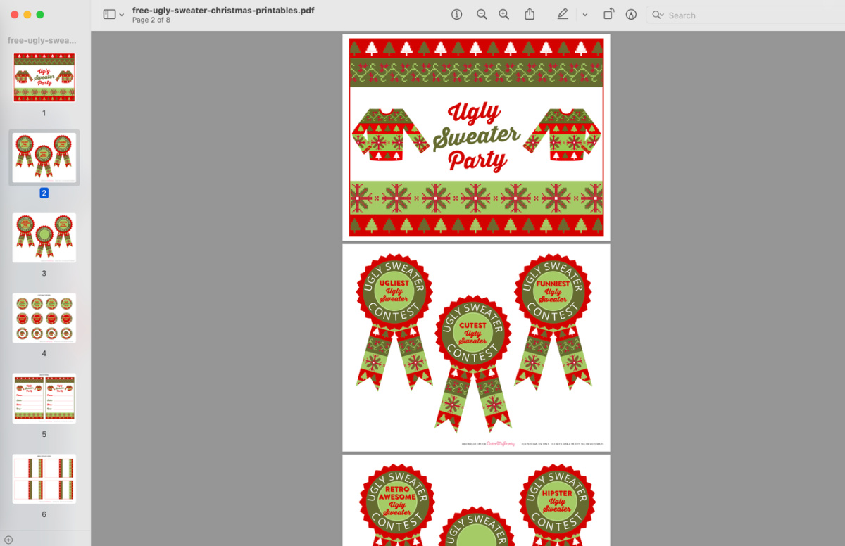 Download these Festive FREE Ugly Sweater Party Printables