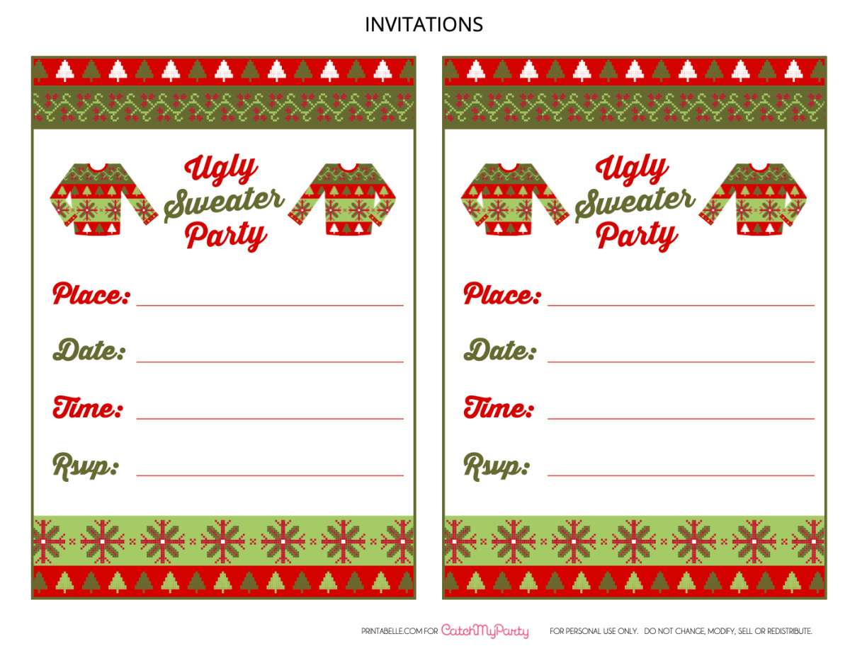 FREE Ugly Sweater Party Printable Invitations