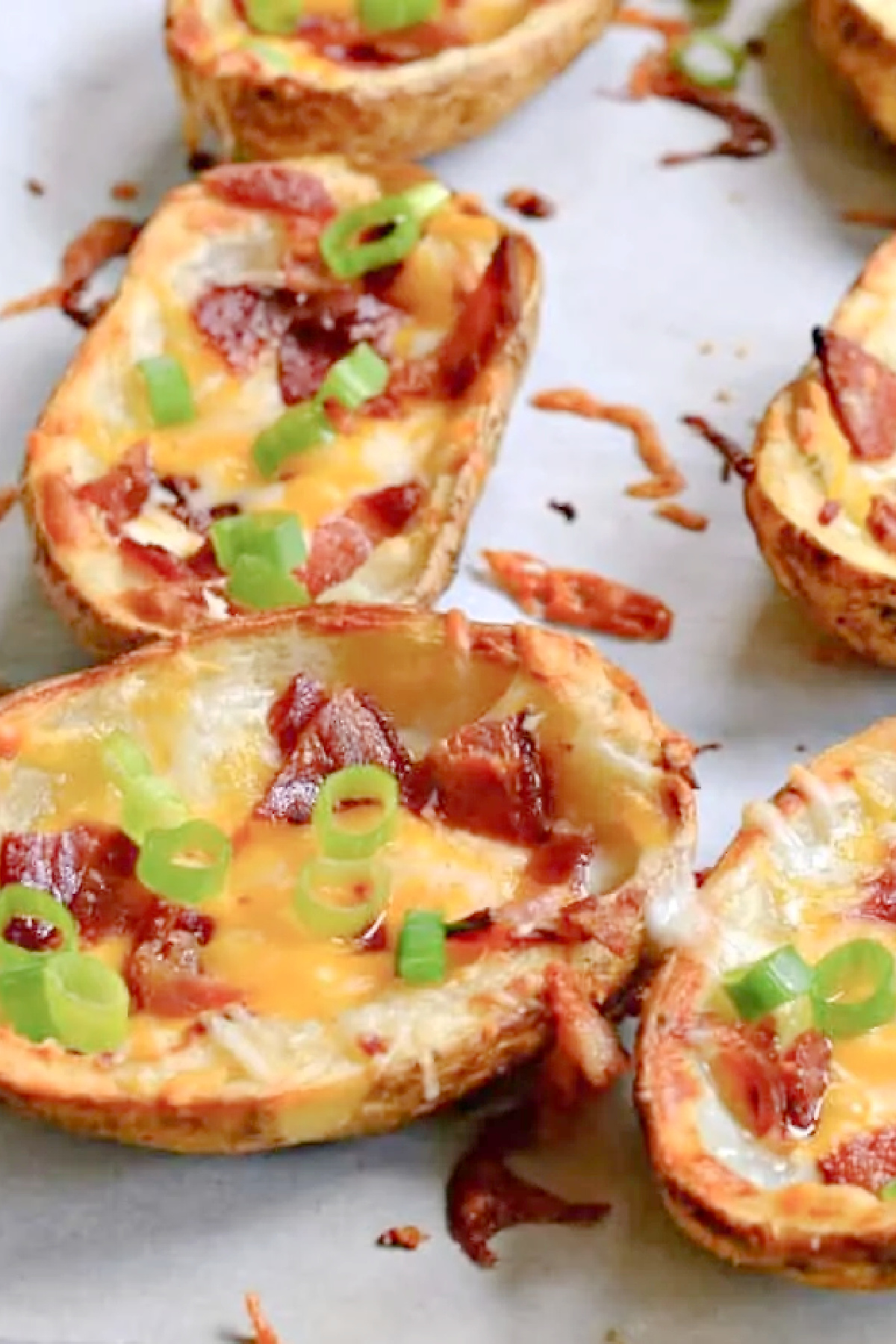 Cheap Party Food Ideas - Potato Skins with Cheese and Bacon Bits