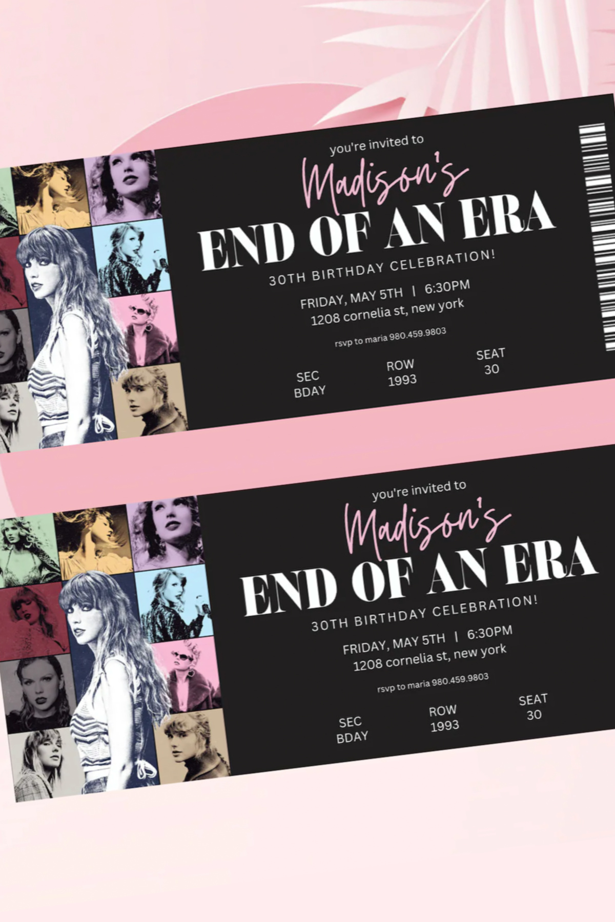 Taylor Swift Eras Tour Concert Ticket Party Invitation