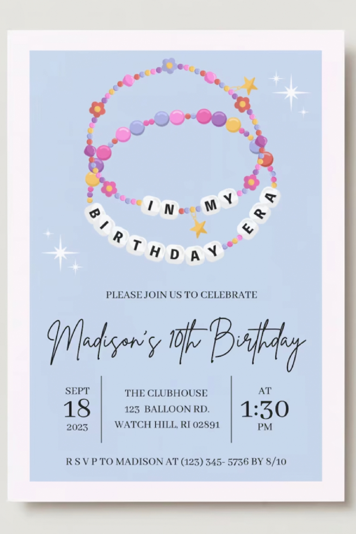 Friendship Bracelet-Themed Party Invitation