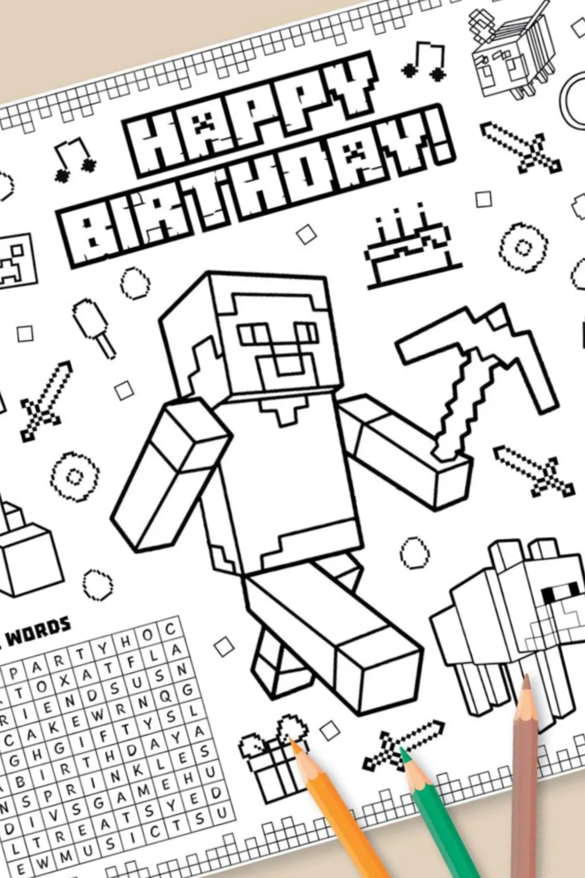 Minecraft Activity Placemat
