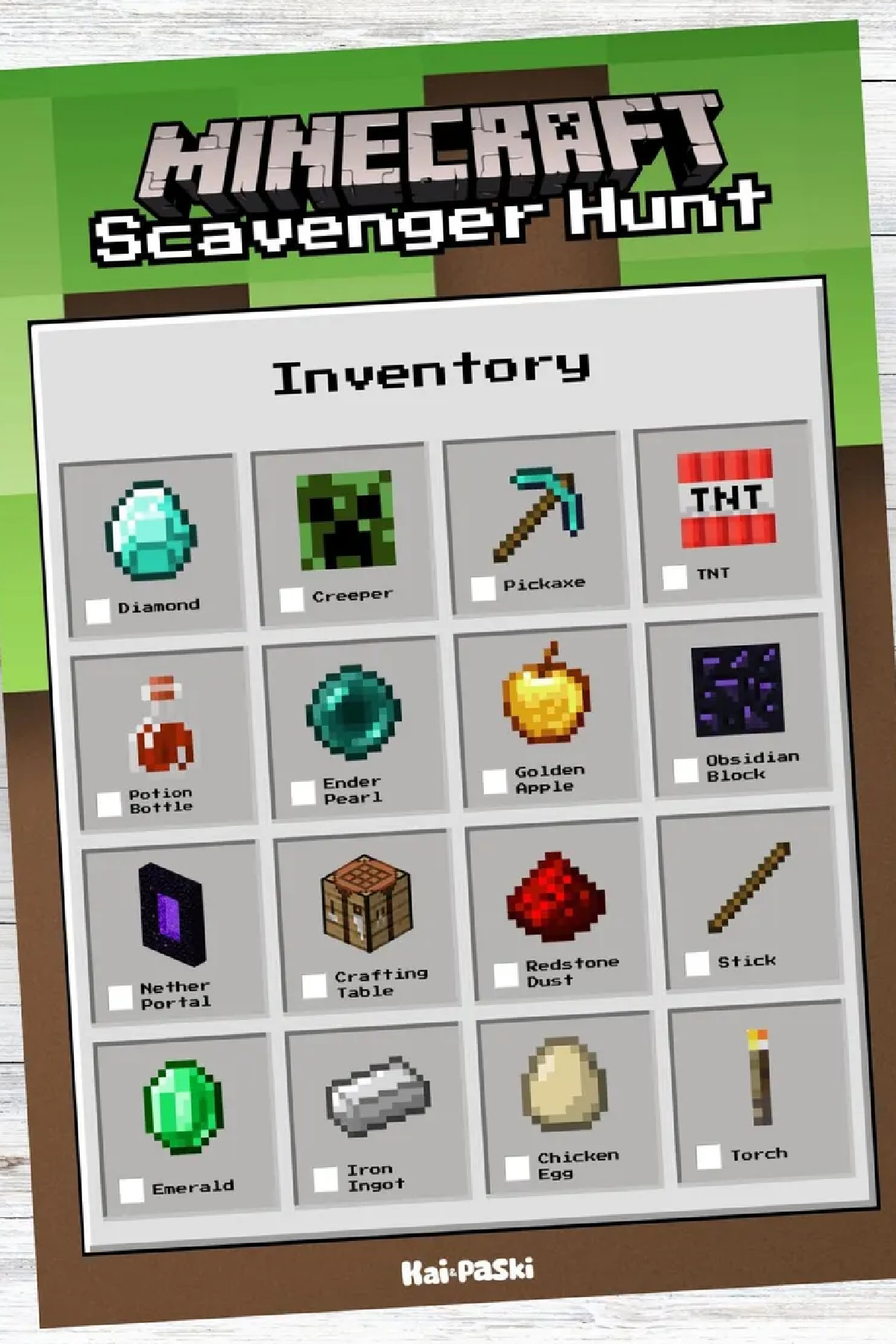 Minecraft Scavanger Hunt