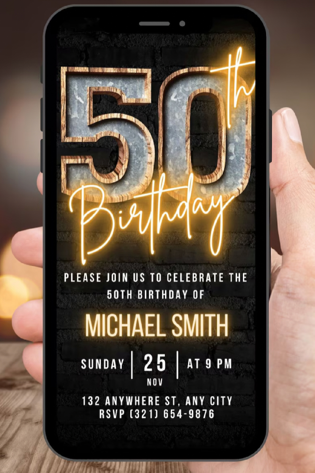 50th Birthday Digital Party Invitation