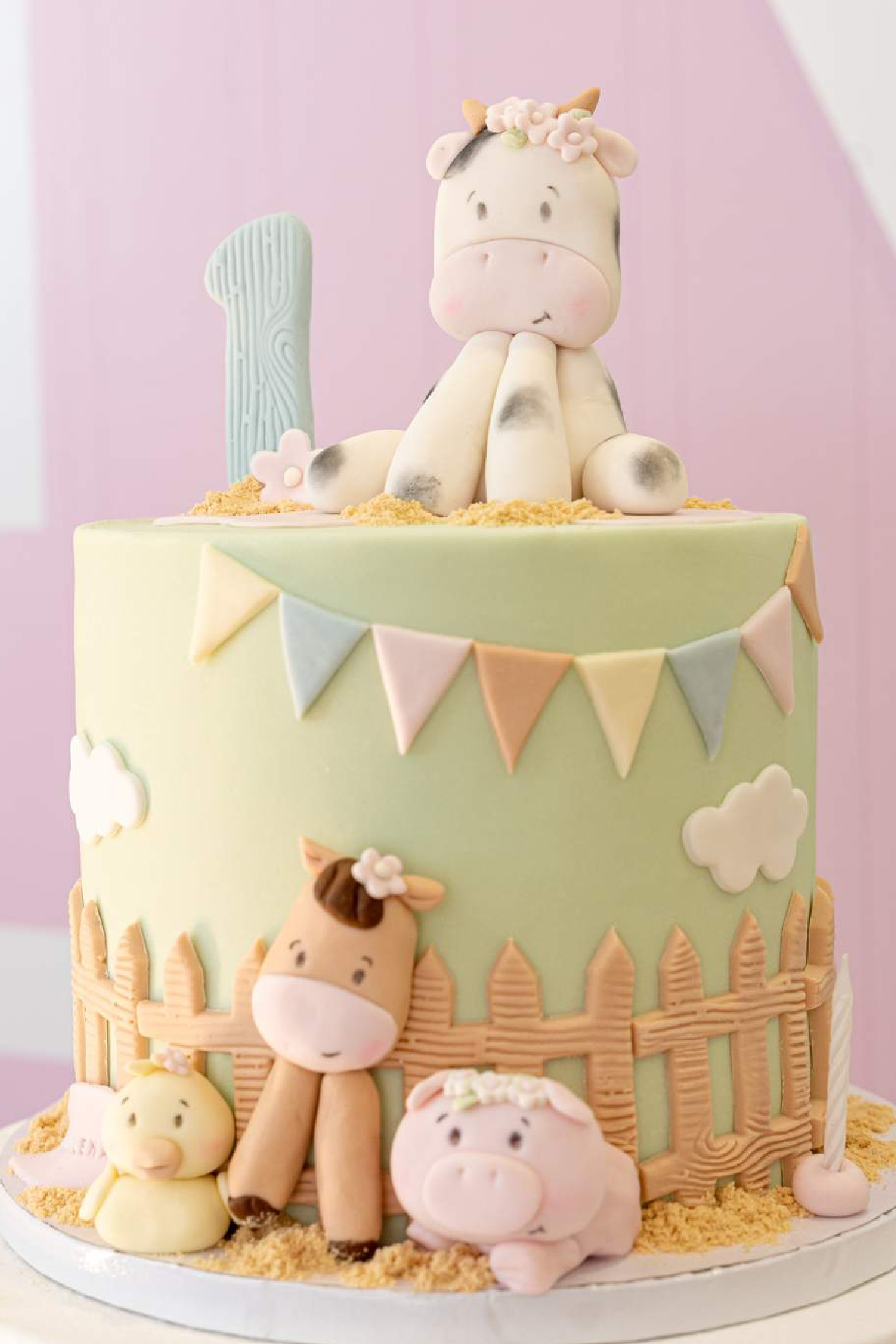 Farm 1st Birthday Cake for Baby Girl Farm 1st Birthday Cake for Baby Girl