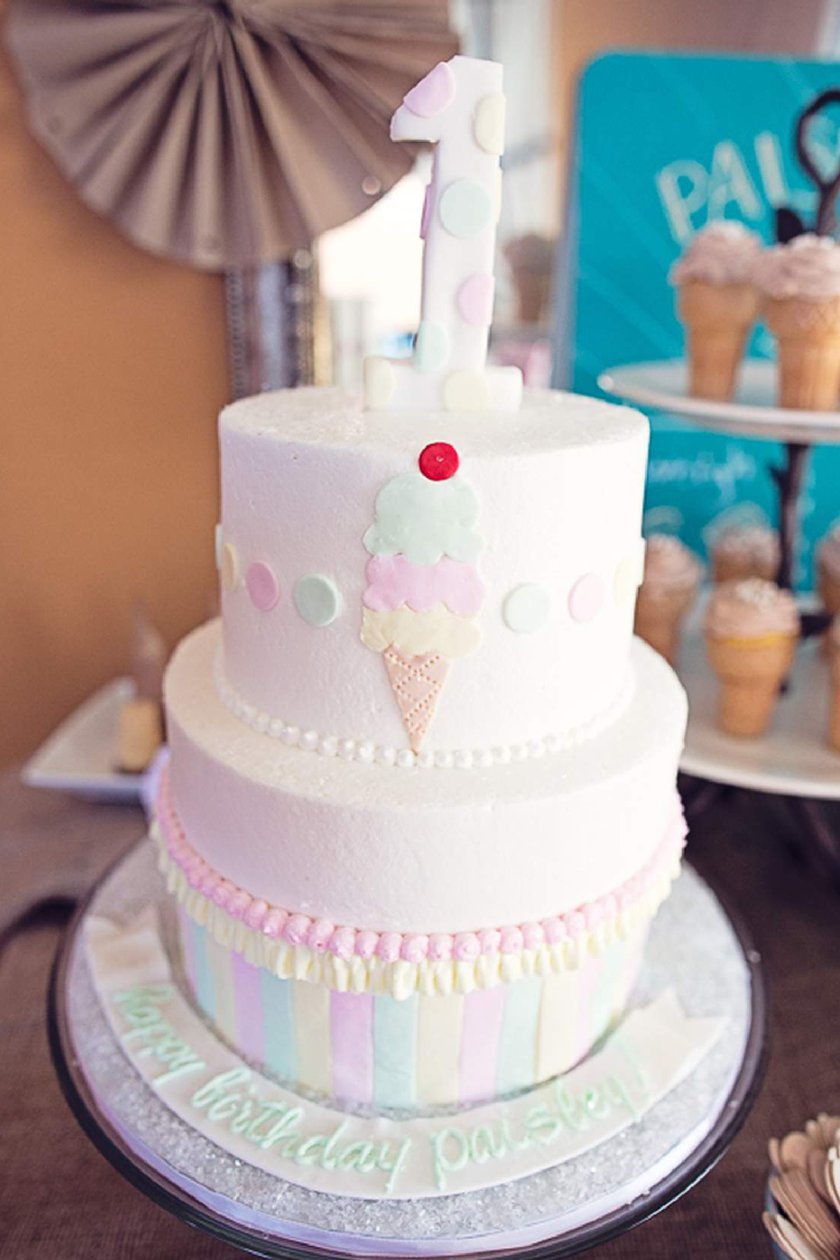 Ice Cream 1st Birthday Cake for Baby Girl Ice Cream 1st Birthday Cake for Baby Girl