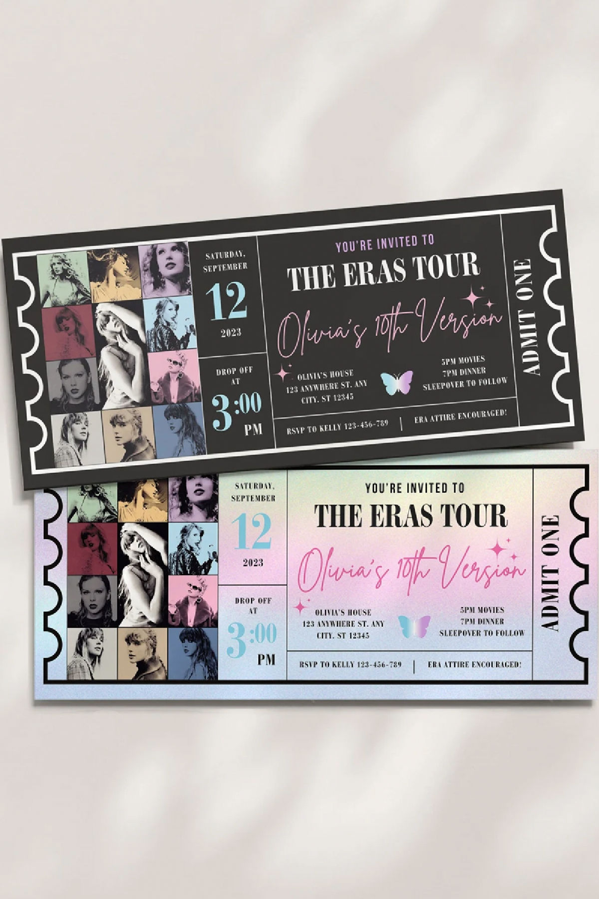 Taylor Swift Eras Tour Concert Ticket Party Invitation